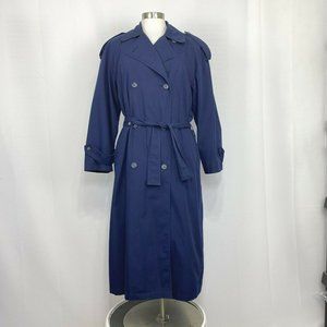 Towne From London Fog Vtg Womens 6 Coat Trench Removable Flannel Liner Navy Blue